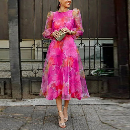 Puff Sleeve Midi Dress | Formal Dress | Women | Elegant Fit | Steven & Levon