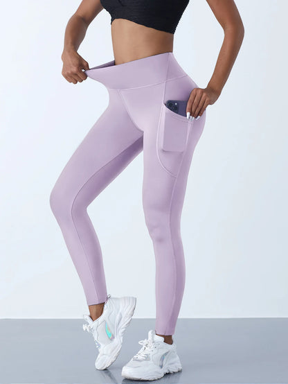 Women's High Waisted Yoga Leggings | Push Up Stretch Fit | Welt Pockets | Ankle Length | Steven & Levon