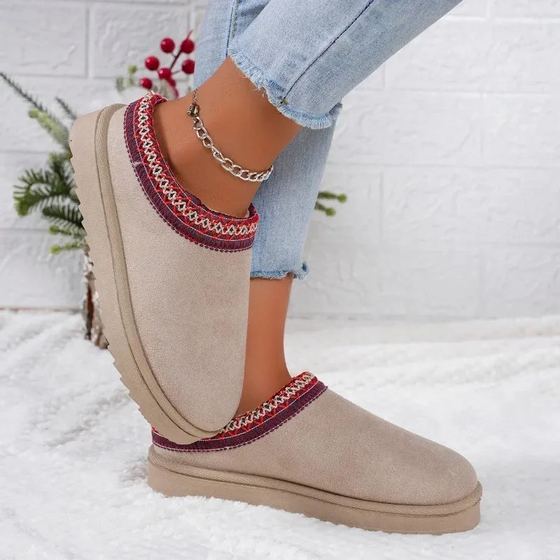 Women's Faux Suede Snow Boots | Slip On Ankle Boots | Plush Lined Winter Shoes | Steven & Levon