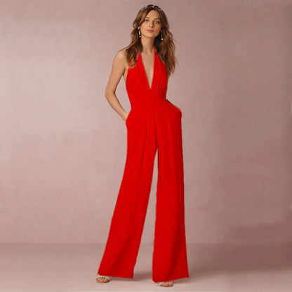 Deep V Neck Backless Jumpsuit | Women | Elegant Fit | Modern Style | Party & Evening Wear | Steven & Levon