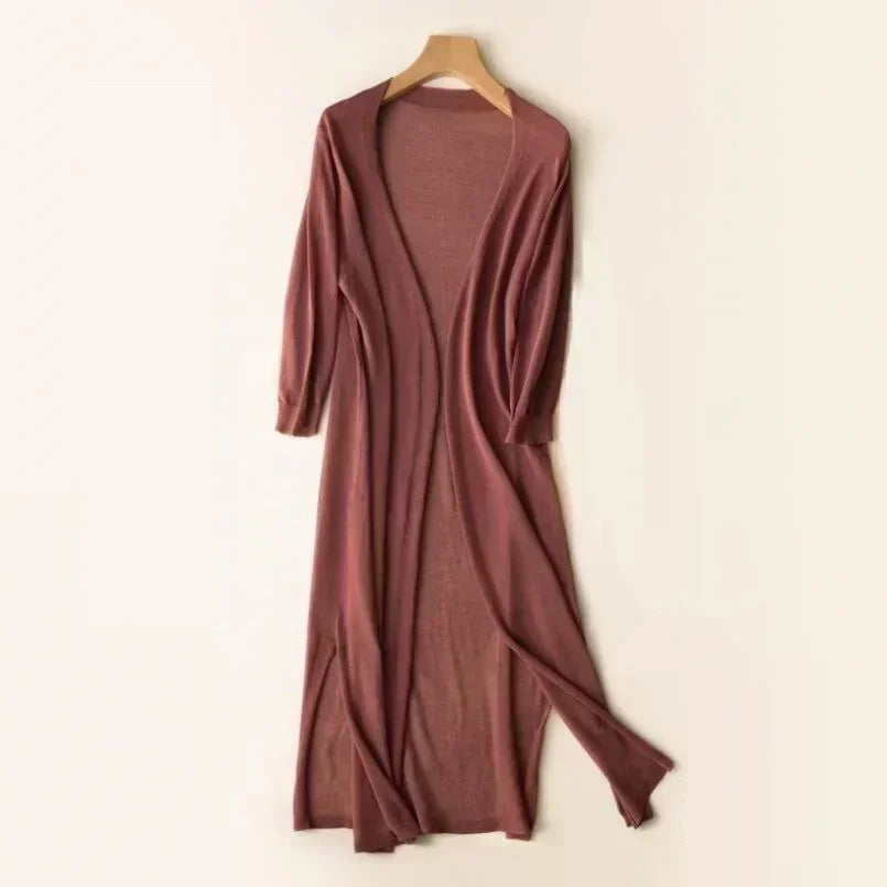 Longline Cardigan | Women | Lightweight Knit | Open Front Layering | Steven & Levon
