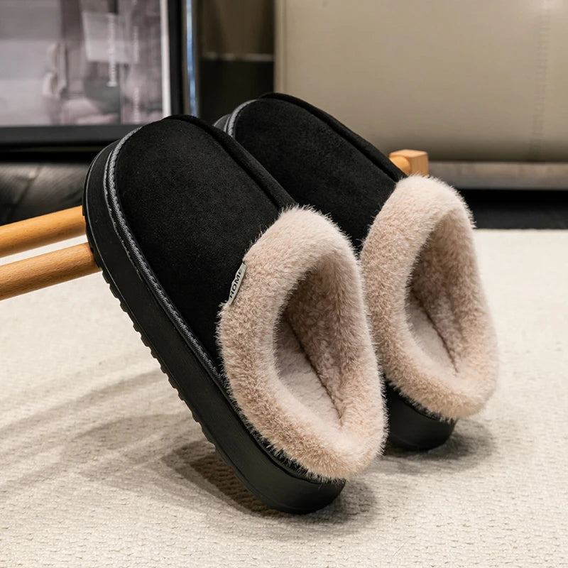 Men's Fluffy Slippers | Fur Lining | Thick Anti Slip EVA Sole | Indoor Shoes | Steven & Levon