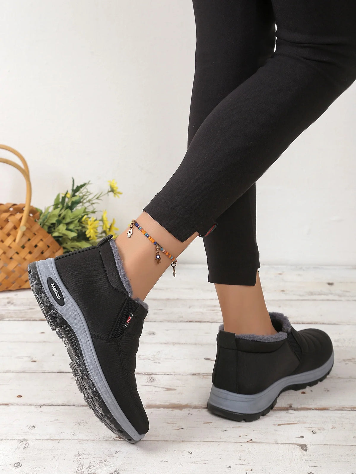 Women's Snow Boots | Slip On Ankle Boots | Plush Lined Warm Winter Shoes | Steven & Levon