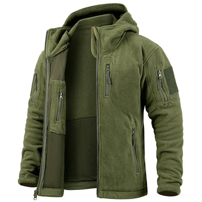 Men's Fleece Hunting Jacket | Full Zip | Multi Pockets | Hooded Outdoor Wear | Steven & Levon