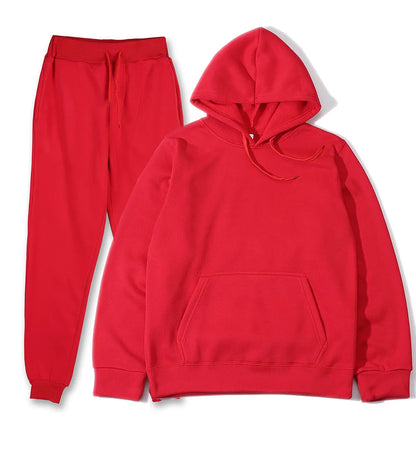 Men's Tracksuit | Solid Hoodie and Trousers | Drawstring Waist Two Piece Casual Set | Steven & Levon