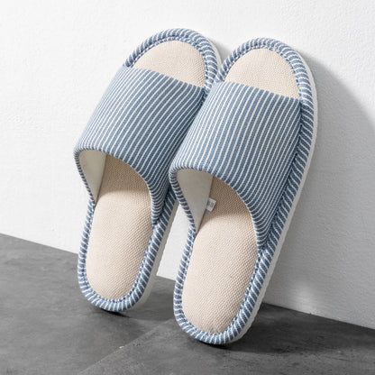 Men's Cotton House Slippers | Striped Pattern | Non Slip PVC Sole | Indoor Comfort | Steven & Levon