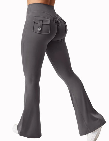 Women's Wide Leg Yoga Trousers | Stretch Compression Fit | Straight Side Pockets | Steven & Levon