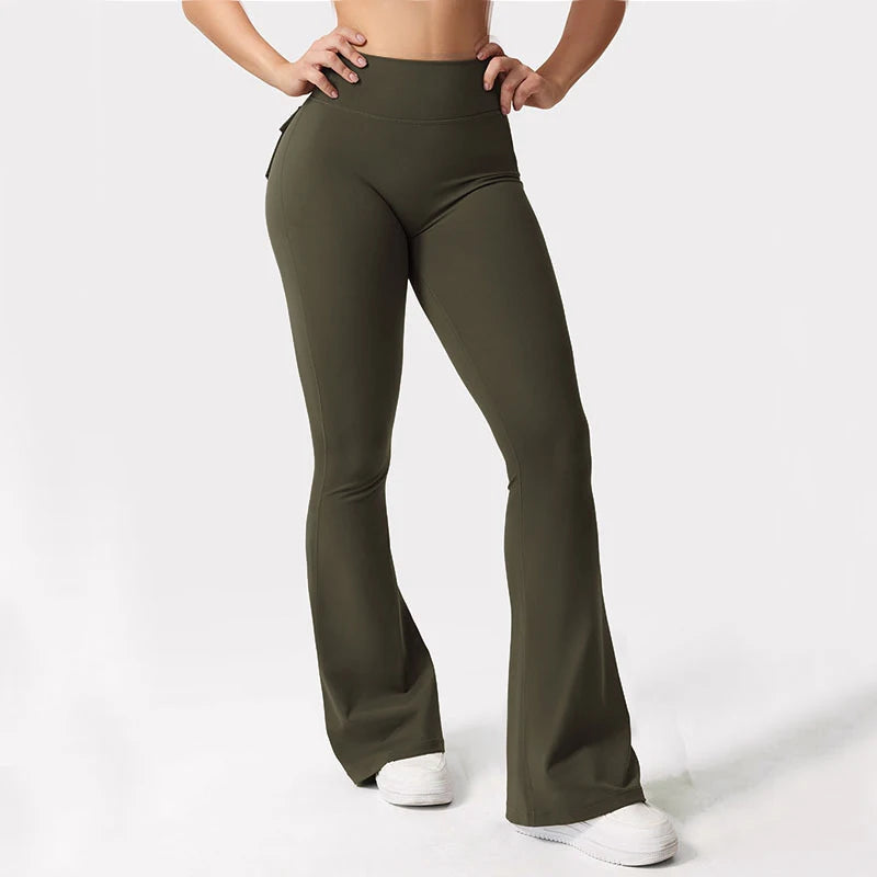 Women's Wide Leg Yoga Trousers | Stretch Compression Fit | Straight Side Pockets | Steven & Levon