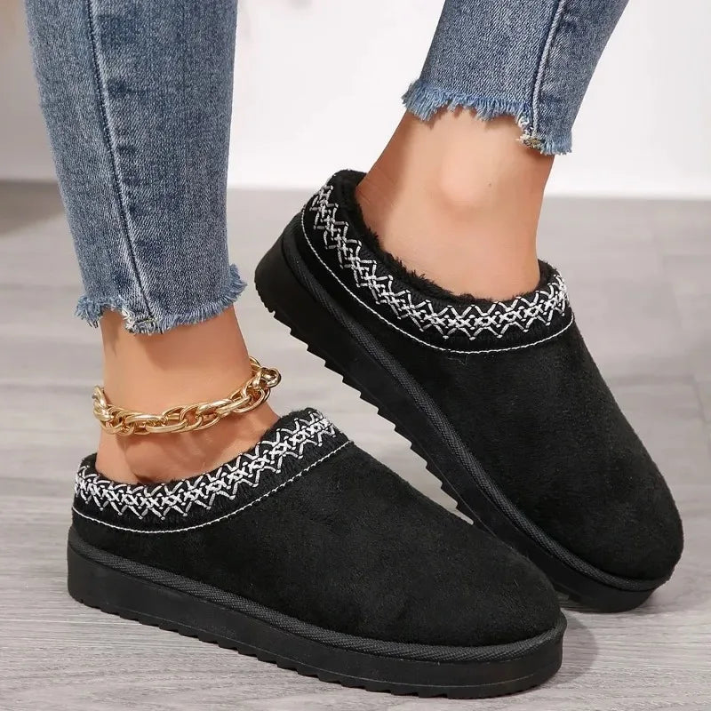 Women's Faux Suede Snow Boots | Slip On Ankle Boots | Plush Lined Winter Shoes | Steven & Levon