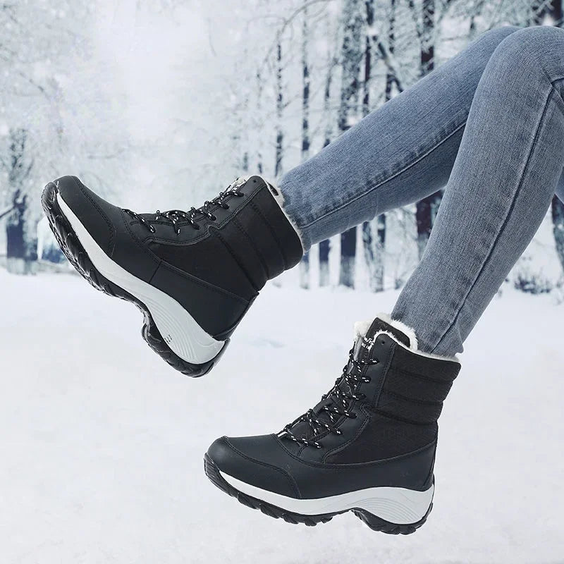 Women's Platform Snow Boots | Lace Up Ankle Boots | Plush Lined Wedge Winter Shoes | Steven & Levon