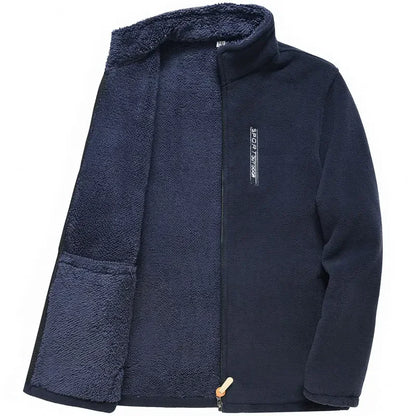 Men's Fleece Jacket | Stand Collar | Windproof Zip Front | Embroidery Detail | Steven & Levon