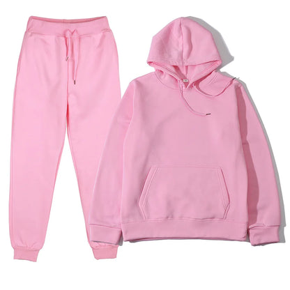 Men's Tracksuit | Solid Hoodie and Trousers | Drawstring Waist Two Piece Casual Set | Steven & Levon
