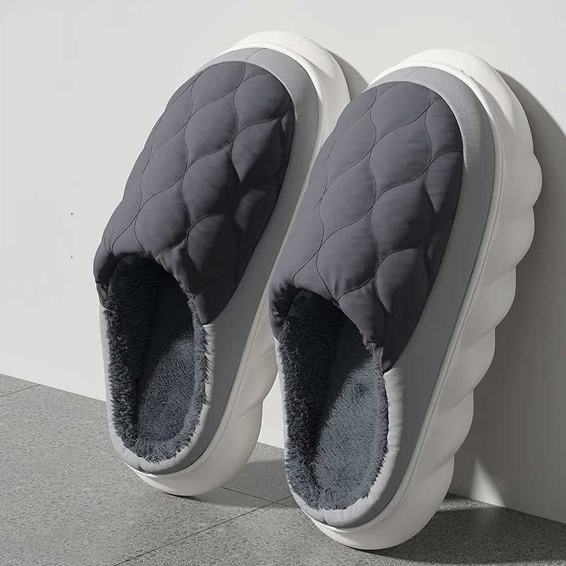 Men's Cotton Slippers | Plush Lining | Waterproof PVC Sole | Home Shoes | Steven & Levon