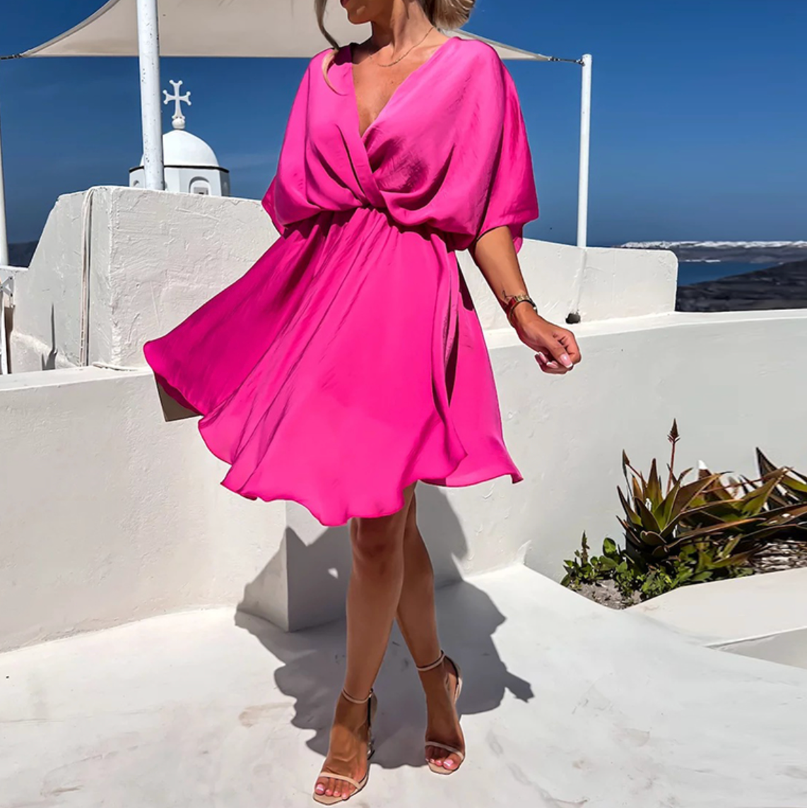 Women's Wrap Dress | Wrinkle-Free Midi Dress | Elegant Everyday Wear | Steven & Levon