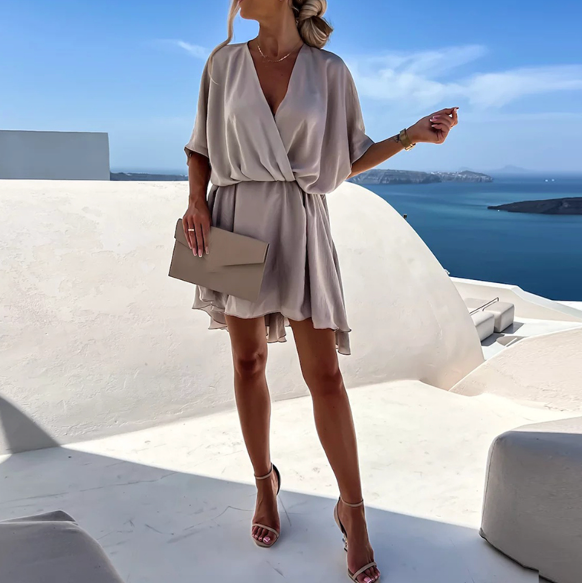 Women's Wrap Dress | Wrinkle-Free Midi Dress | Elegant Everyday Wear | Steven & Levon