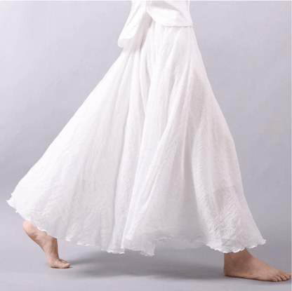 Bohemian Linen Maxi Skirt | Women | Linen | High Waist A-Line Flowy Boho Style | Steven & Levon