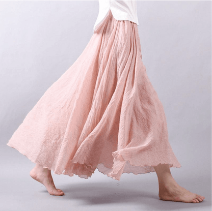 Bohemian Linen Maxi Skirt | Women | Linen | High Waist A-Line Flowy Boho Style | Steven & Levon