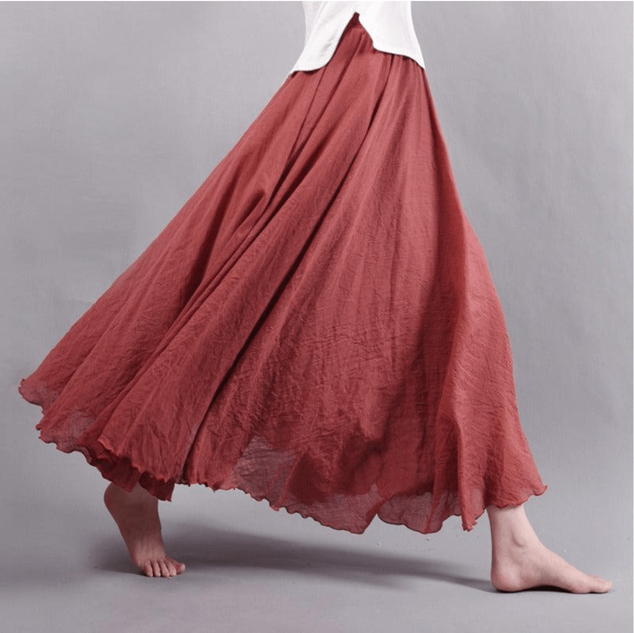 Bohemian Linen Maxi Skirt | Women | Linen | High Waist A-Line Flowy Boho Style | Steven & Levon