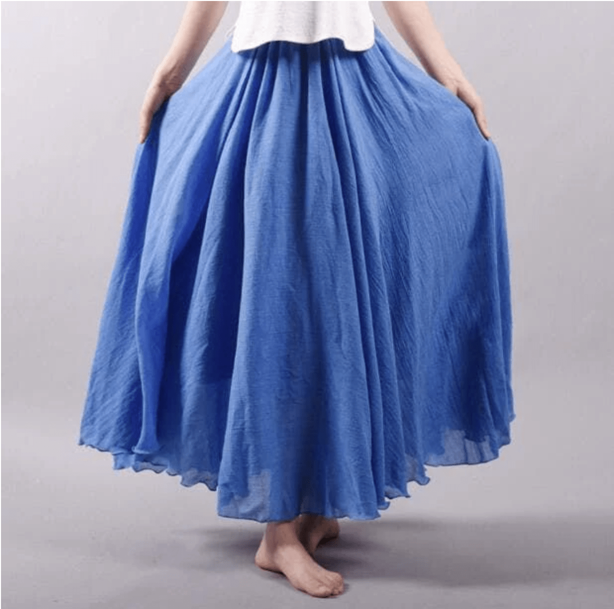 Bohemian Linen Maxi Skirt | Women | Linen | High Waist A-Line Flowy Boho Style | Steven & Levon