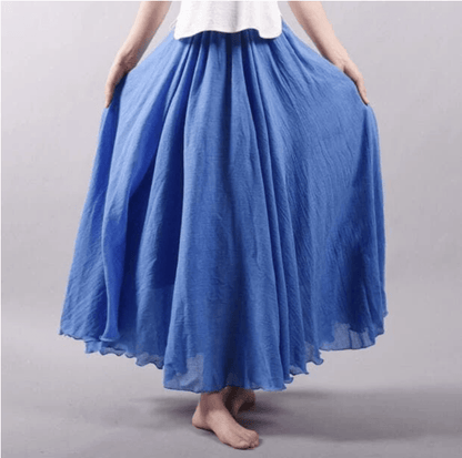 Bohemian Linen Maxi Skirt | Women | Linen | High Waist A-Line Flowy Boho Style | Steven & Levon