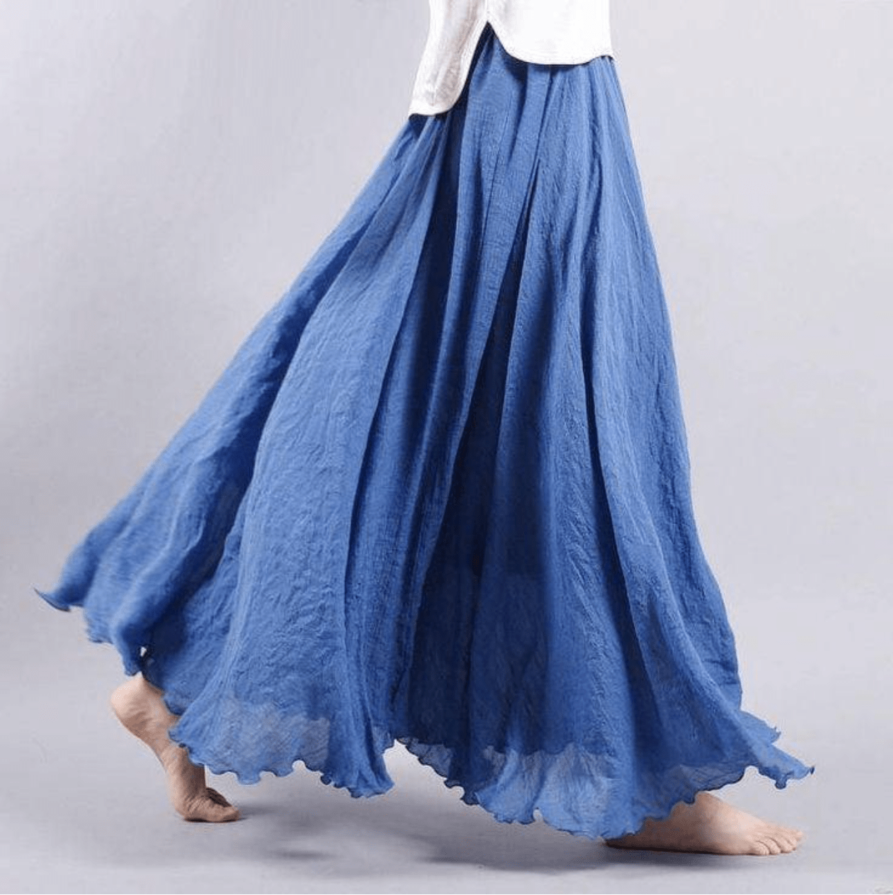 Bohemian Linen Maxi Skirt | Women | Linen | High Waist A-Line Flowy Boho Style | Steven & Levon