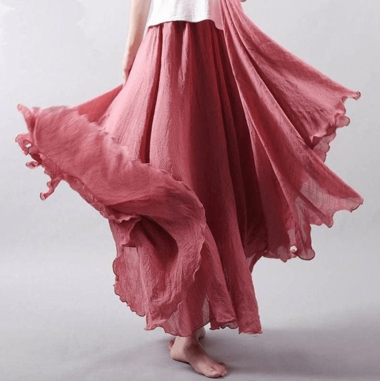 Bohemian Linen Maxi Skirt | Women | Linen | High Waist A-Line Flowy Boho Style | Steven & Levon