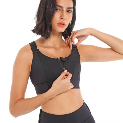 Adjustable Zip Sports Bra | Women's High Support Activewear | Front Zip | Steven & Levon