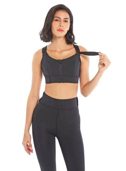 Adjustable Zip Sports Bra | Women's High Support Activewear | Front Zip | Steven & Levon