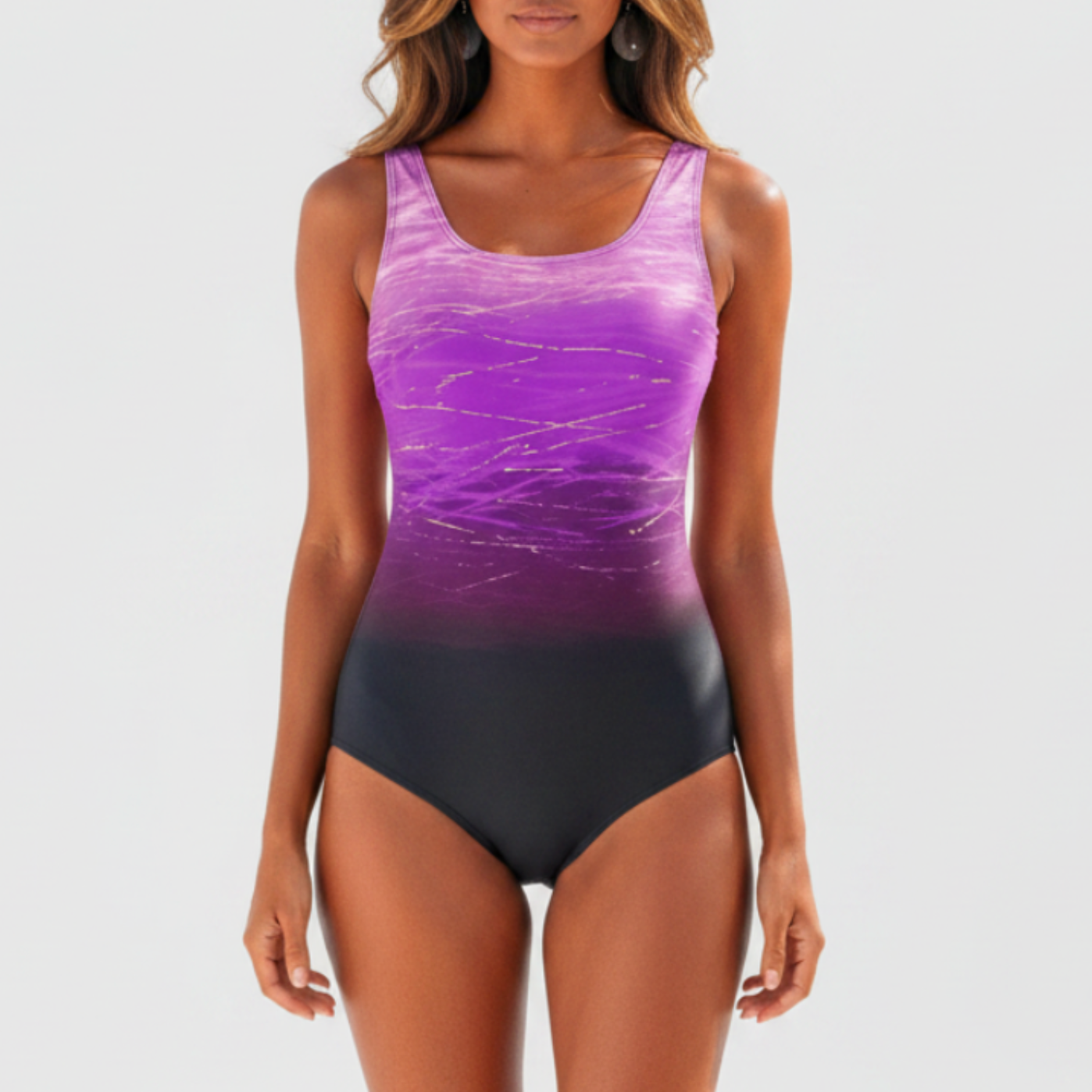Ombre One-Piece Swimsuit | Women | Nylon & Spandex Blend | Scoop Neck Stretch Fit Swimwear | Steven & Levon