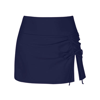 Women's Ruched Mini Skirt | Women | High Waist | Adjustable Drawstring Side Split | Active & Casual Wear | Steven & Levon