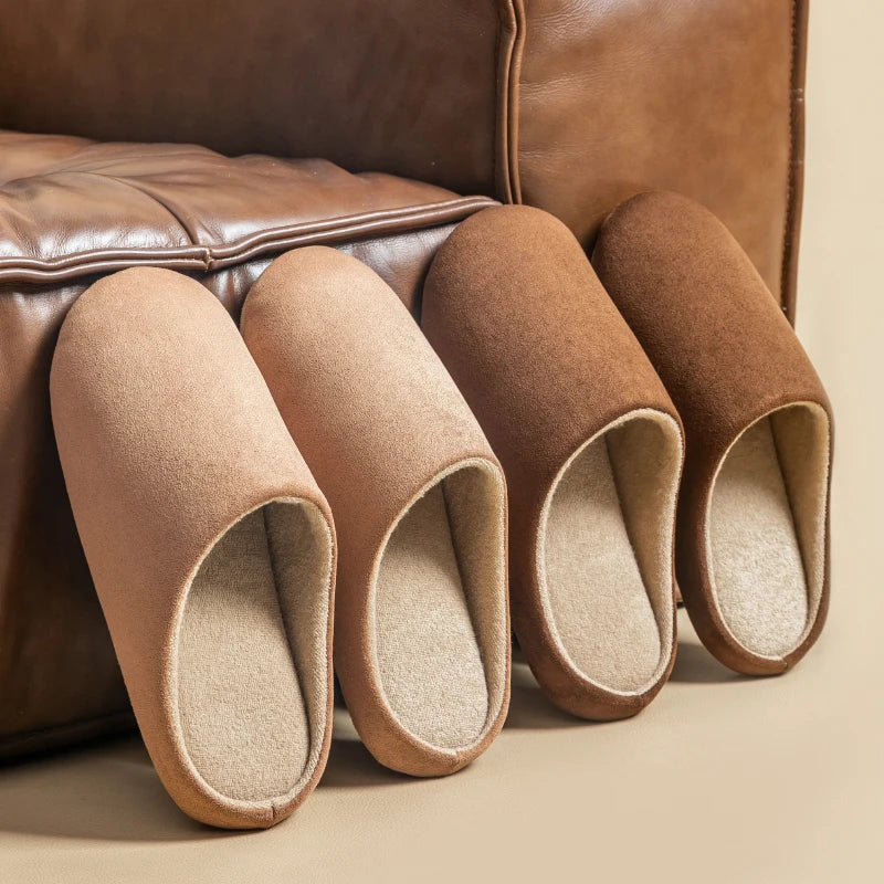 Men's Faux Suede Slippers | Cotton Lining | Soft Fabric Sole | Indoor Shoes | Steven & Levon