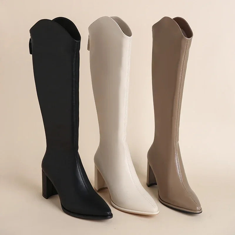 Women's Block Heel Knee High Boots | Pointed Toe | Pull-On Tall Boots | Steven & Levon