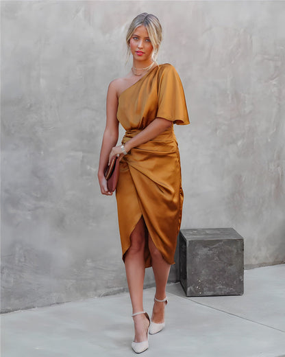 Asymmetrical Off Shoulder Dress | Women | Elegant Fit | Modern Style | Party Wear | Steven & Levon