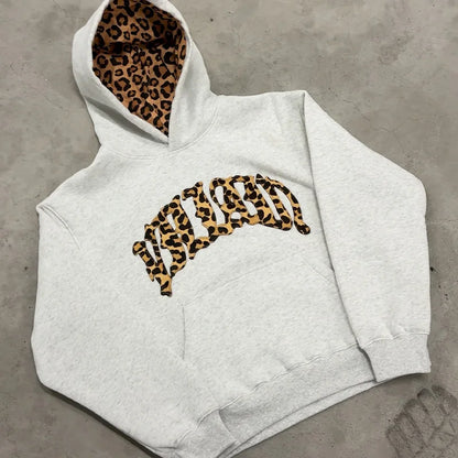 Unisex Tracksuit | Leopard Embroidered Hoodie | Casual Sweatpants Two Piece Set | Steven & Levon