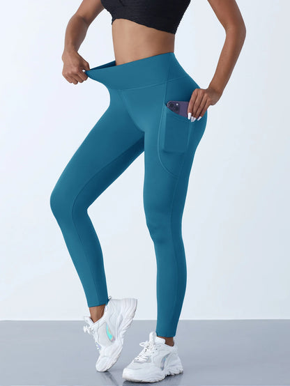 Women's High Waisted Yoga Leggings | Push Up Stretch Fit | Welt Pockets | Ankle Length | Steven & Levon