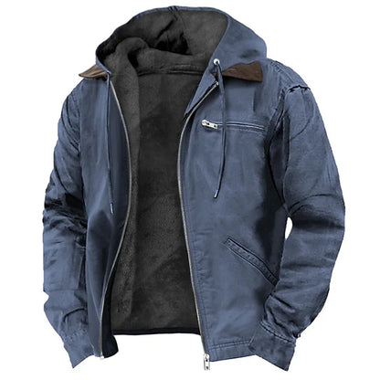 Men's Fleece Jacket | Hooded Zip Front | Multi Pockets | UV Protection | Steven & Levon