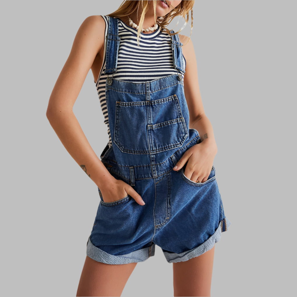 Sleeveless Denim Jumpsuit | Women | Denim | Sleeveless Relaxed Fit One-Piece | Casual Everyday Wear | Steven & Levon