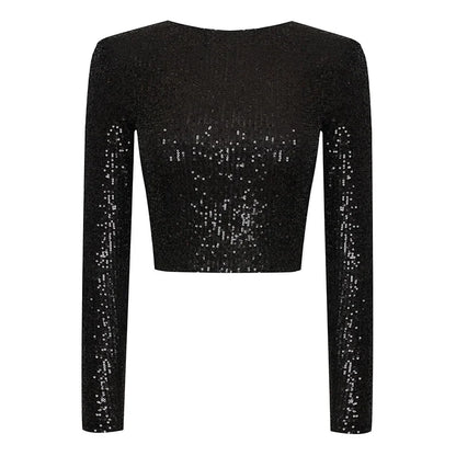 Sequin Cropped Top | Women | Sparkly Party Top | Evening Wear | Steven & Levon