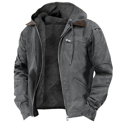 Men's Fleece Jacket | Hooded Zip Front | Multi Pockets | UV Protection | Steven & Levon