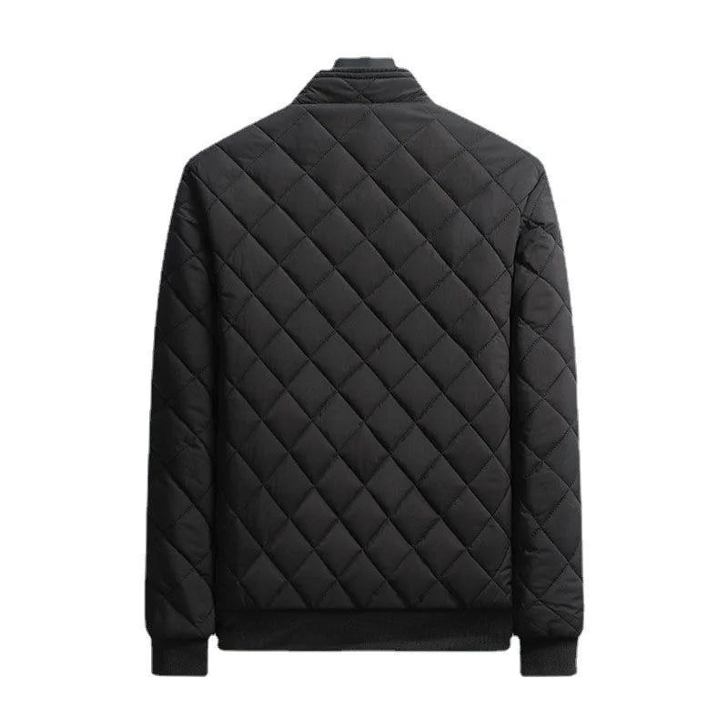 Men's Fleece Bomber Jacket | Slim Fit | Diamond Pattern | Zip Front | Winter Wear | Steven & Levon
