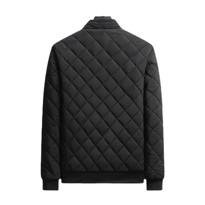 Men's Fleece Bomber Jacket | Slim Fit | Diamond Pattern | Zip Front | Winter Wear | Steven & Levon