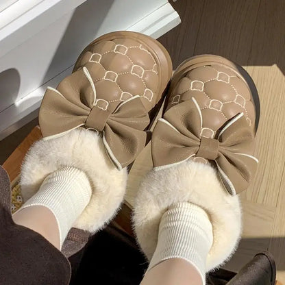 Women's Platform Ankle Boots | Bow Detail Slip On | Plush Lined Winter Shoes | Steven & Levon