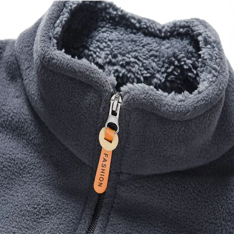 Men's Fleece Jacket | Stand Collar | Windproof Zip Front | Embroidery Detail | Steven & Levon