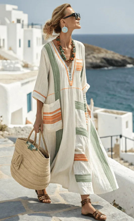 Women's Maxi Dress | Flowing Mediterranean Dress | Lightweight Summer Wear | Steven & Levon