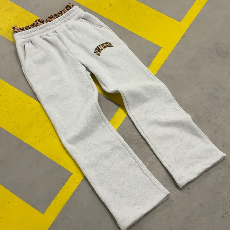 Unisex Tracksuit | Leopard Embroidered Hoodie | Casual Sweatpants Two Piece Set | Steven & Levon