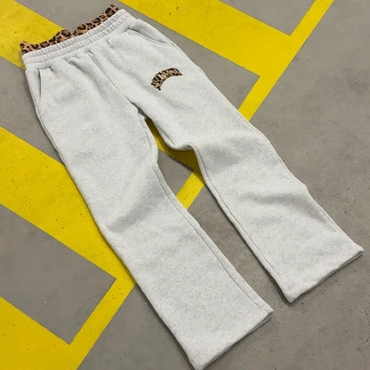 Unisex Tracksuit | Leopard Embroidered Hoodie | Casual Sweatpants Two Piece Set | Steven & Levon