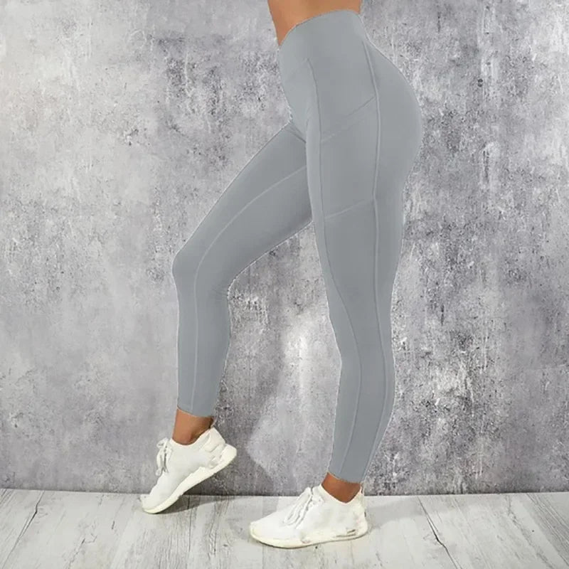 Women's High Waisted Gym Leggings | Bum Lifting Effect | Side Pocket | Ankle Length | Steven & Levon