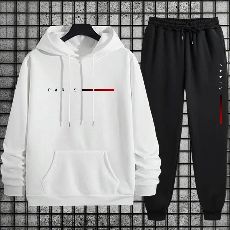 Printed Hoodie and Sweatpants | Men's Tracksuit | Pocket Sports Two Piece Set | Steven & Levon