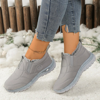 Women's Canvas Snow Boots | Slip On Ankle Boots | Faux Fur Lined Winter Shoes | Steven & Levon