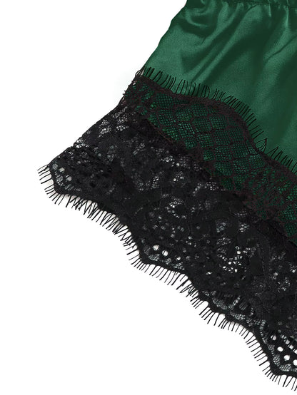 Satin Pajama Set | Women's Lace Cami & Shorts | Lightweight Summer Sleepwear | Steven & Levon